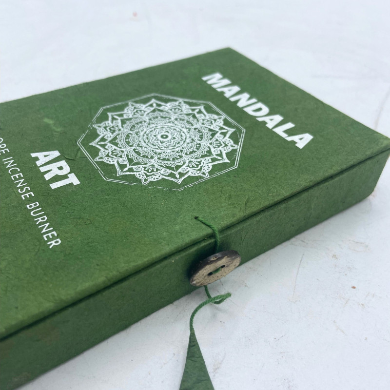 Ensemble porte-encens en corde et support plaqué argent - Fleur de mandala