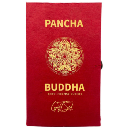 Ensemble porte-encens en corde et support plaqué argent - Pancha Buddha