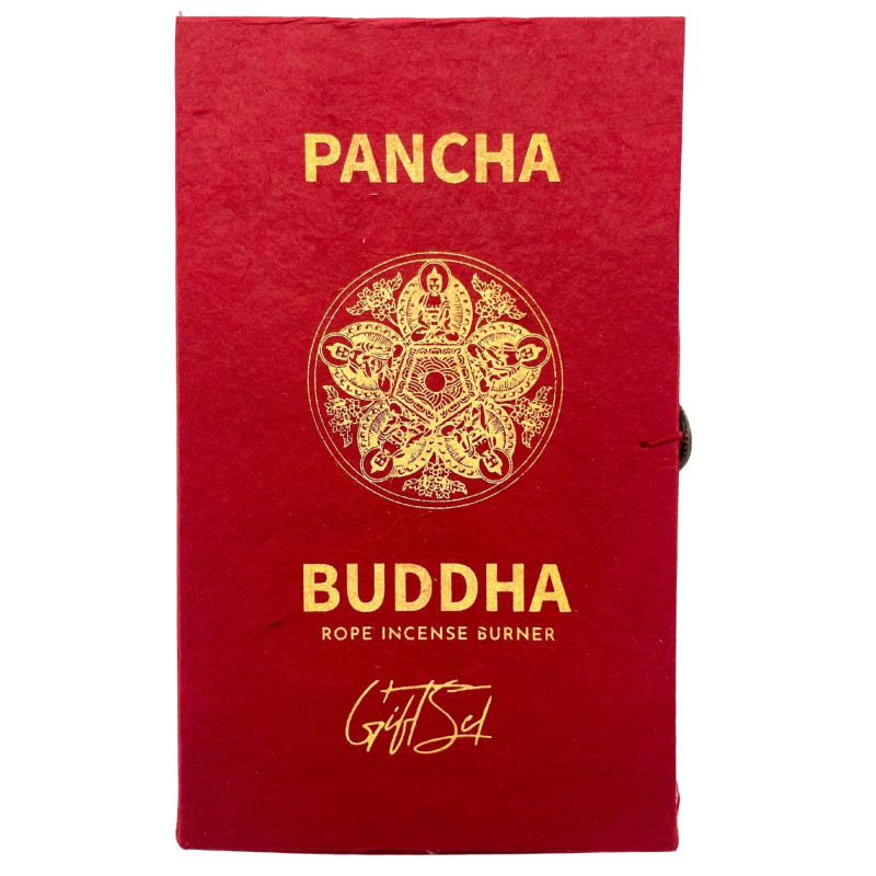 Ensemble porte-encens en corde et support plaqué argent - Pancha Buddha