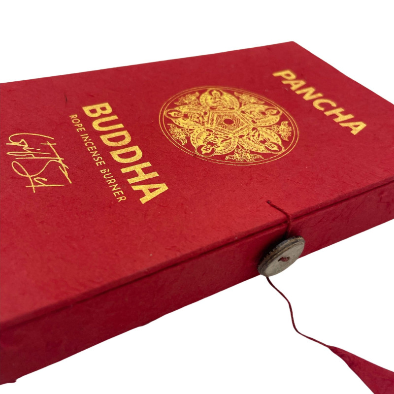 Ensemble porte-encens en corde et support plaqué argent - Pancha Buddha