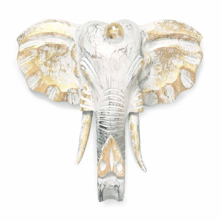 Grande tête d'éléphant - Or et blanc
