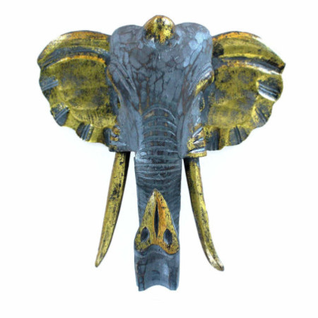 Grande tête d'éléphant - Or et gris