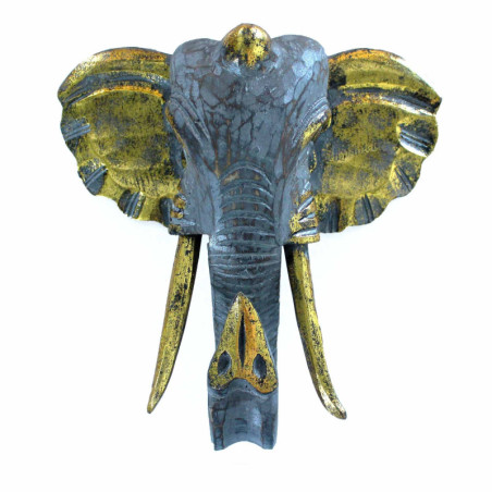 Grande tête d'éléphant - Or et gris