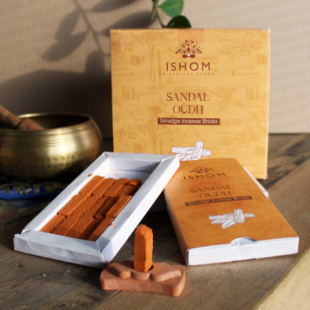 Lot de 15 briques d'encens naturel et brûleur - Bois de santal
