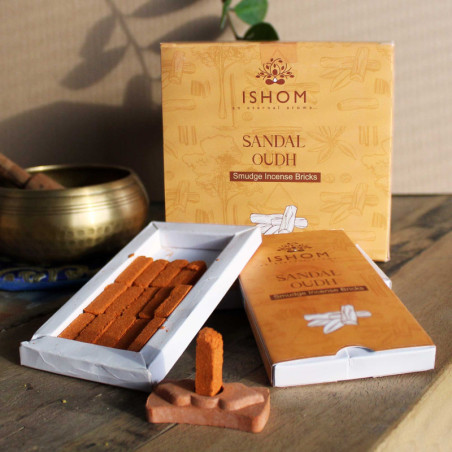 Lot de 15 briques d'encens naturel et brûleur - Bois de santal