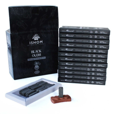 Lot de 15 briques d'encens naturelles et brûleur - Bois noir
