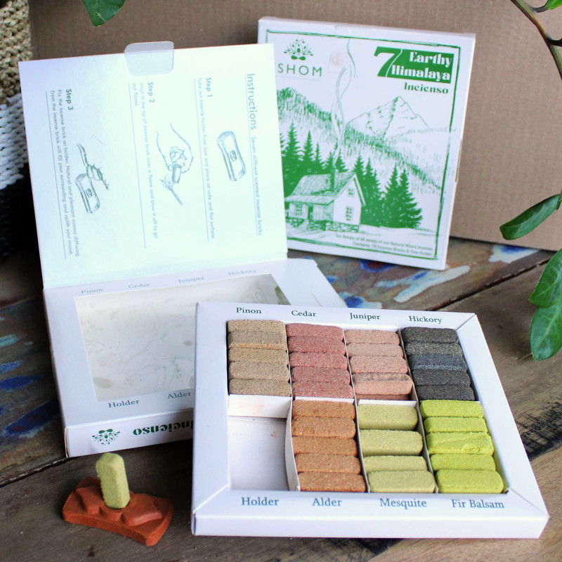 Coffret de présentation de 70 briques d'encens et brûleur - 7 Earthy Himalaya Incenso