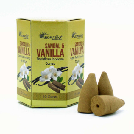 Lot de 10 encens Masala Backflow - Bois de santal et vanille