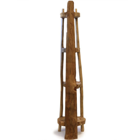 Meuble d'angle en teck naturel 4 étagères - hauteur 135 cm