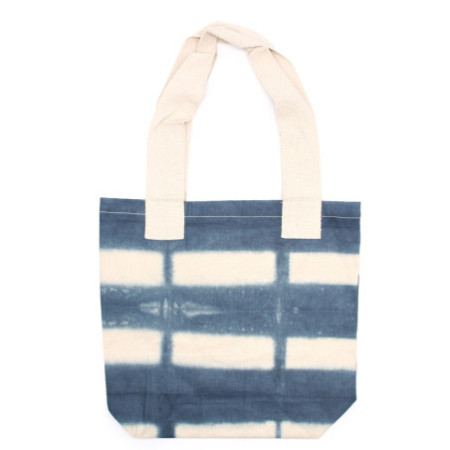 Sac en coton naturel teinté (227 g) - 38 x 42 x 12 cm - Blocs gris - Poignée naturelle