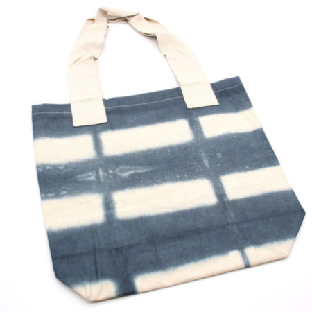 Sac en coton naturel teinté (227 g) - 38 x 42 x 12 cm - Blocs gris - Poignée naturelle