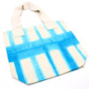 Sac en coton naturel teinté (227 g) - 38 x 42 x 12 cm - Blocs bleu ciel - Poignée naturelle