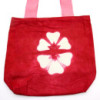 Sac en coton naturel teinté (227 g) - 38 x 42 x 12 cm - Fleur marron - Anse rose