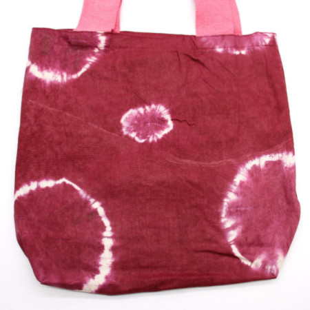 Sac en coton naturel teinté (227 g) - 38 x 42 x 12 cm - Anneaux marron - Poignée rose
