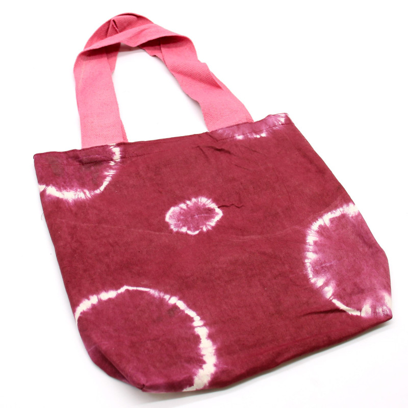 Sac en coton naturel teinté (227 g) - 38 x 42 x 12 cm - Anneaux marron - Poignée rose