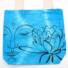 Sac en coton Tye-Dye (6oz) - 38x42x12cm - Lotus Buddha - Bleu - Anse naturelle