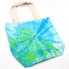 Sac en coton Tye-Dye (6oz) - 38x42x12cm - Coquillage - Bleu/Vert - Poignée verte