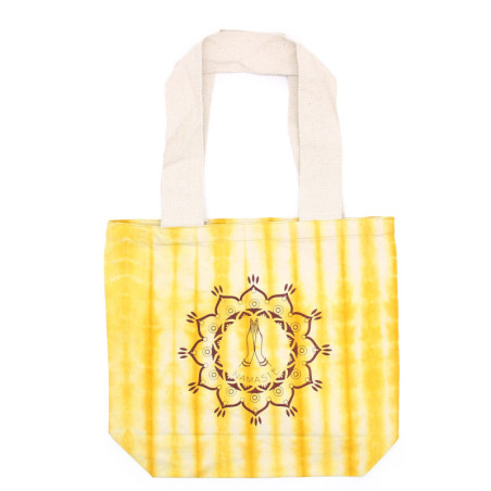Sac en coton Tye-Dye (170 g) - 38 x 42 x 12 cm - Mains Namasté - Jaune - Poignée naturelle