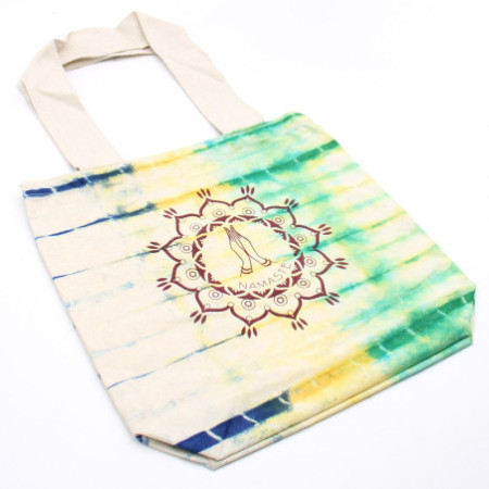 Sac en coton Tye-Dye (6 oz) - 38 x 42 x 12 cm - Mains Namasté - Multicolore - Poignée naturelle