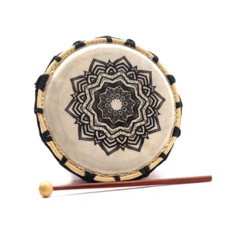 Tambour chamanique Mandala avec baguettes - 20 cm