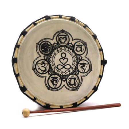 Tambour chamanique Chakra avec baguettes - 25 cm