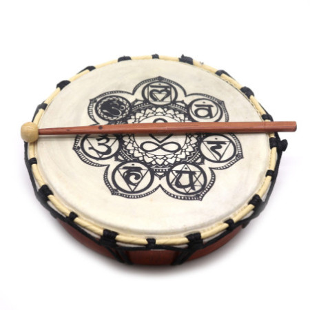 Tambour chamanique Chakra avec baguettes - 25 cm