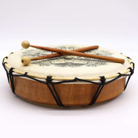Tambour chamanique Hamsa avec deux baguettes - 30 cm