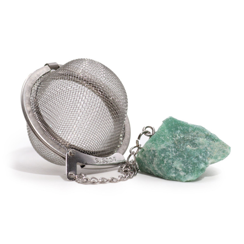 Passoire à thé en cristal brut et Aventurine verte