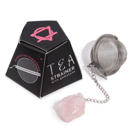 Passoire à thé en cristal brut et Quartz rose