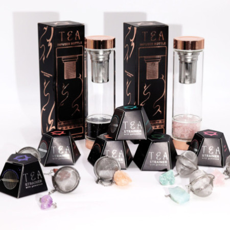 Passoire à thé en cristal brut et Quartz rose
