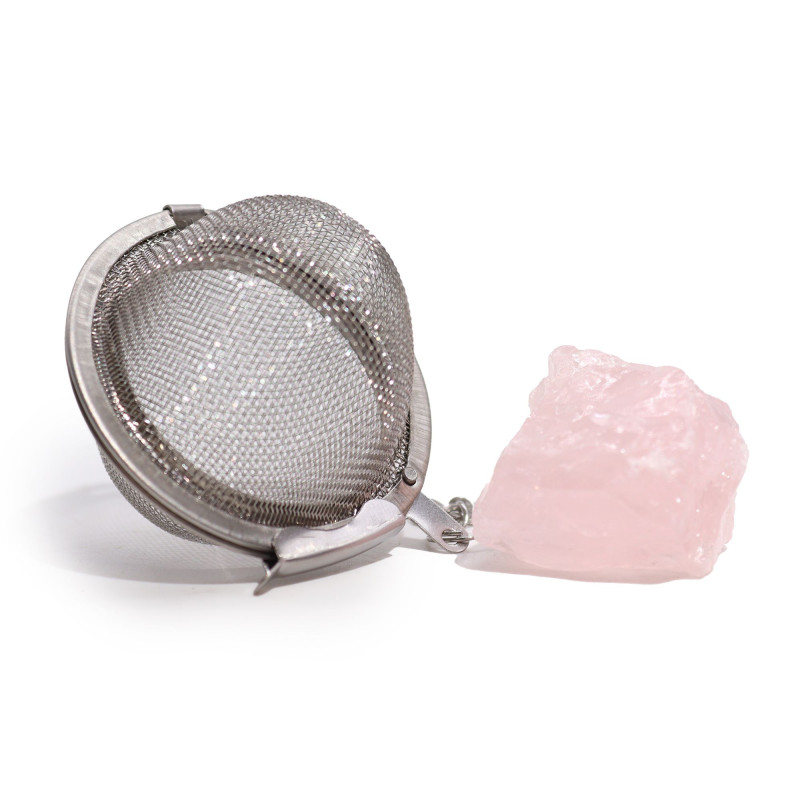 Passoire à thé en cristal brut et Quartz rose