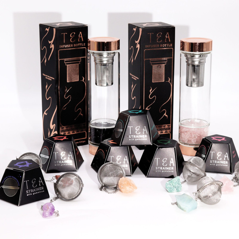 Passoire à thé en cristal brut et Quartz fumé