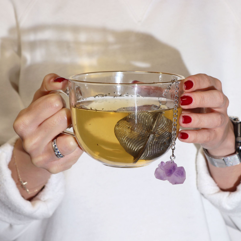 Passoire à thé en cristal brut et Quartz fumé