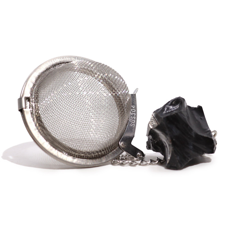 Passoire à thé en cristal brut et Obsidienne noire