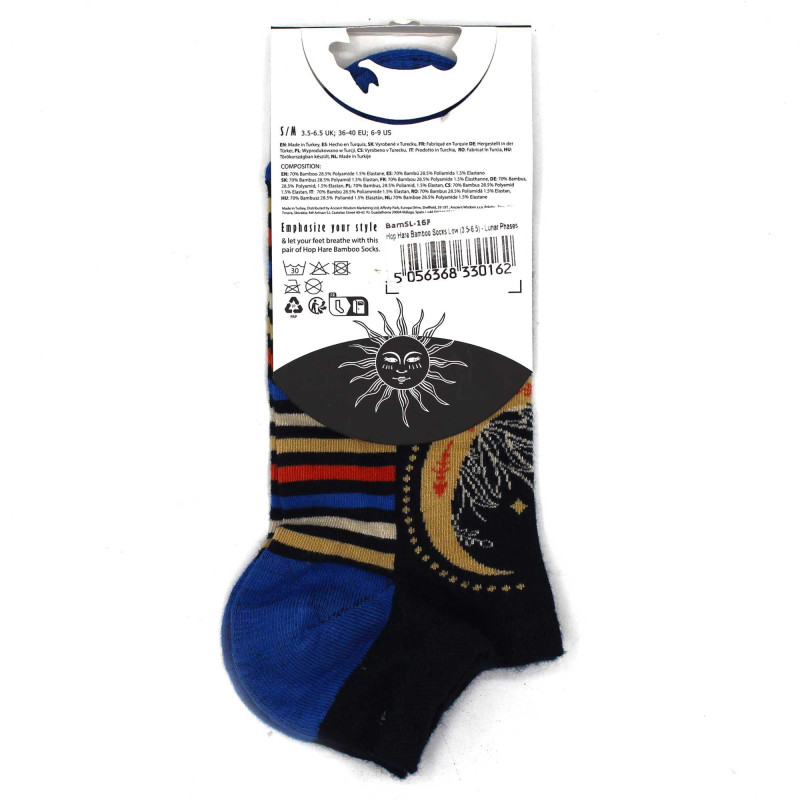 Chaussettes basses en bambou Hop Hare S/M (36-40) - Phases lunaires