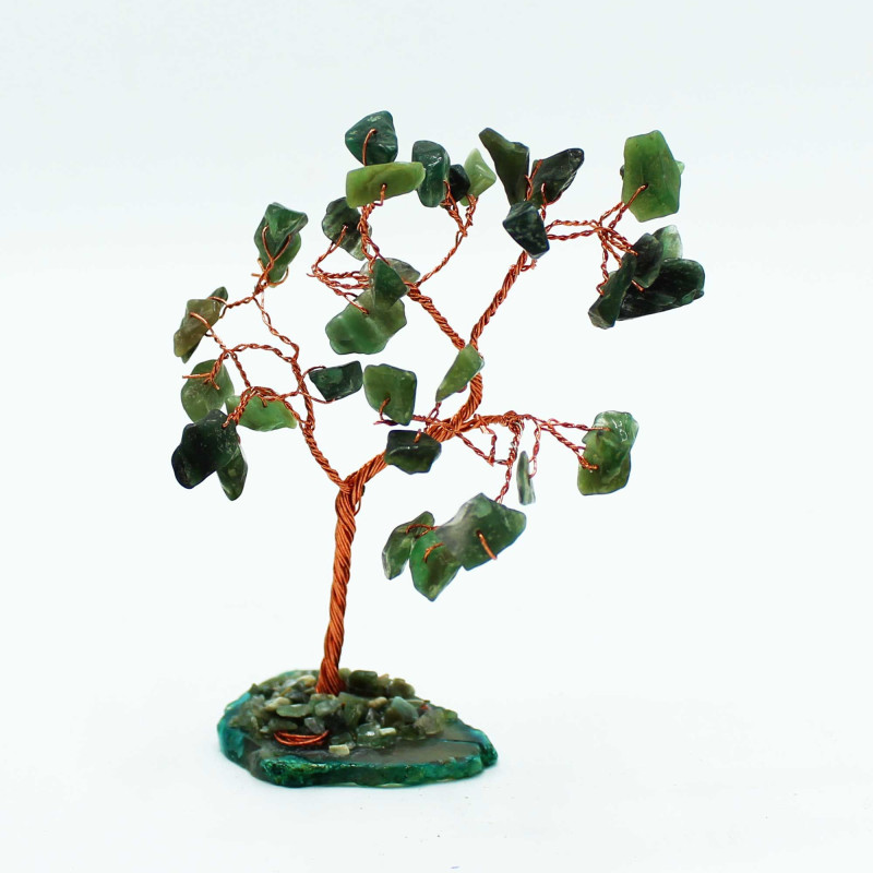 Arbre à pierres précieuses - Aventurine verte sur base d'agate verte (35 pierres)