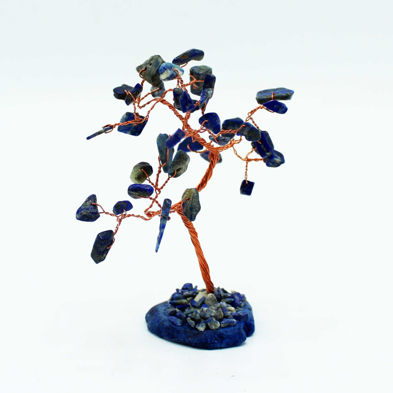 Arbre à pierres précieuses - Sodalite sur base d'agate bleue (35 pierres)