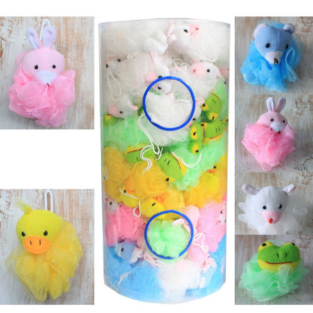 Chouchous animaux en coton, 5 assortis (tube de présentation) - 27 g