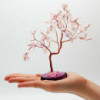 Grand arbre à pierres précieuses et Quartz rose sur base d'agate rose (100 pierres)