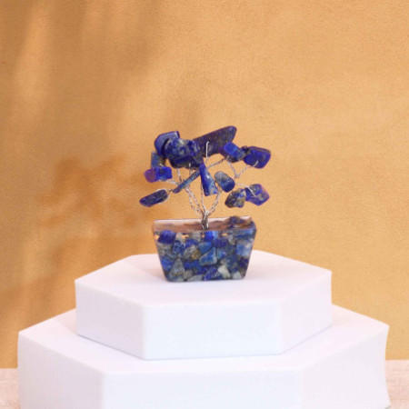 Mini arbres en pierres précieuses sur base en orgonite - Sodalite (15 pierres)