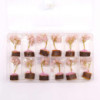 Mini arbres en pierres précieuses sur socle en bois et Quartz rose (15 pierres)