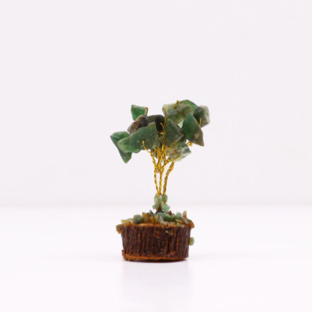 Mini arbres à pierres précieuses sur socle en bois et Aventurine verte (15 pierres)