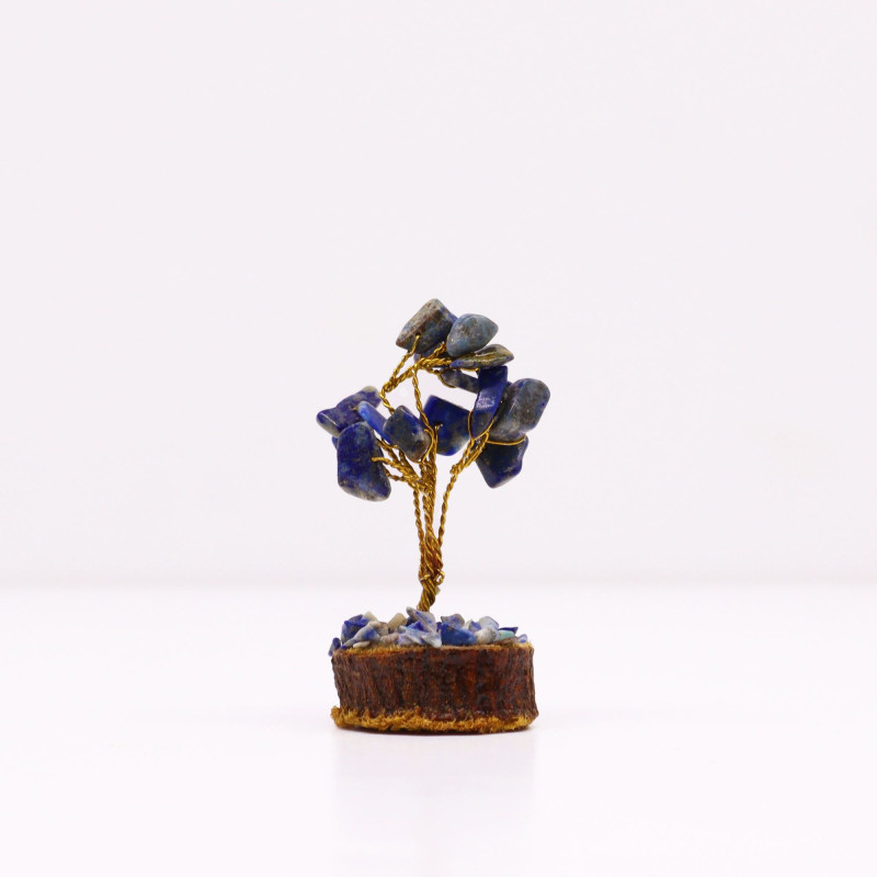 Mini arbres à pierres précieuses sur socle en bois - Sodalite (15 pierres)