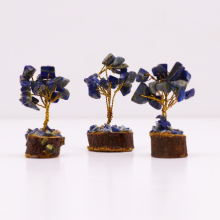 Mini arbres à pierres précieuses sur socle en bois - Sodalite (15 pierres)