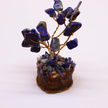 Mini arbres à pierres précieuses sur socle en bois - Sodalite (15 pierres)