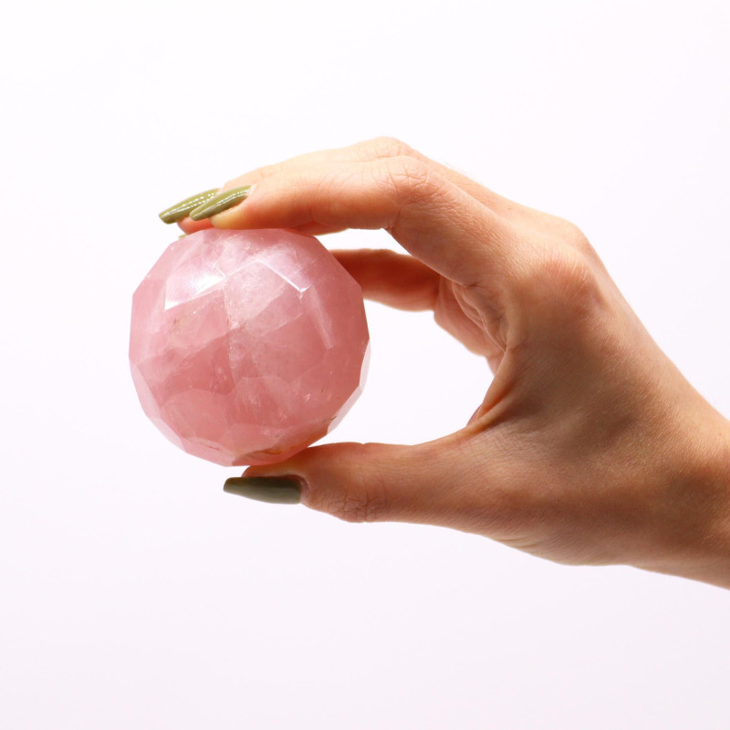Boule de guérison à facettes et support en pierre précieuse - Améthyste