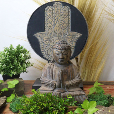 Ensemble Bouddha Feng Shui - Hamsa - Gris (2 modèles)