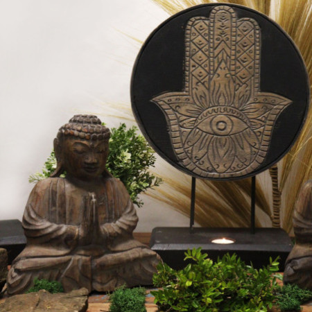 Ensemble Bouddha Feng Shui - Hamsa - Gris (2 modèles)
