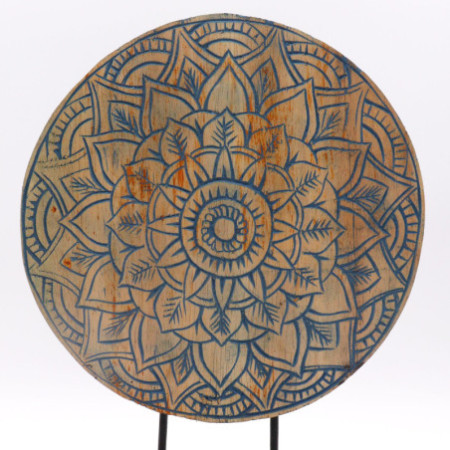 Ensemble Bouddha Feng Shui - Mandala Fleuri - Bleu (2 Modèles)
