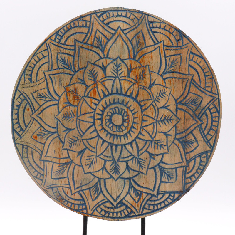 Ensemble Bouddha Feng Shui - Mandala Fleuri - Bleu (2 Modèles)